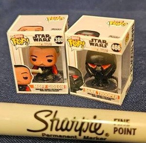 lot 226 image: Bitty Funko Pop Star Wars Moff Gideon 380 Dark Trooper 466 2-Pack