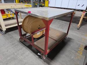 lot 6828 image: Cable Reel Cart with Metal Work Surface