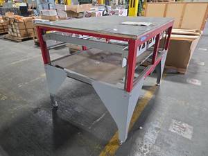 lot 6807 image: Industrial Work Table w Storage Shelves