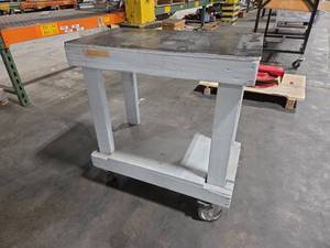 lot 6837 image: White Steel Utility Cart with Casters and Metal Top
