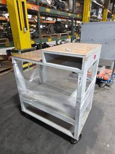 lot 6840 image: Mobile Work Cart with Drawer and Shelving