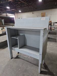lot 6842 image: Industrial Wood Work Cabinet w Shelving