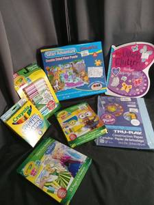 lot 6841 image: Kids Craft Supplies Lot Crayola Markers Puzzles Sticker Activity Books
