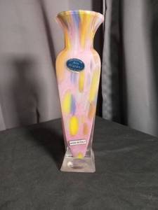 lot 6848 image: Lavorazione Arte Murano Multicolor Striped Vase Made in Italy