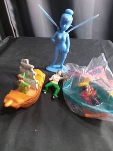 lot 6831 image: Peter Pan Themed Plastic Figure Lot 4 Pieces Tinker Bell Ship Pirate