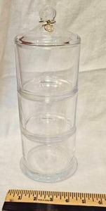 lot 121 image: Glass Stackable Canisters with Lid&nbsp