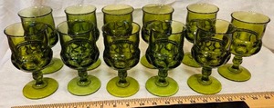lot 136 image: Set of 11 Vintage Green Goblets&nbsp