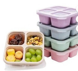lot 16338 image: Nobrand 5 Pack Bento Lunch Box 4 Compartment Snack Containers