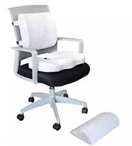 lot 16341 image: WFH Essentials 3-Piece Memory Foam Ergonomic Chair Kit, Black