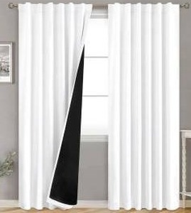 lot 16358 image: Black Out Curtain Panel, White