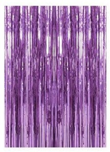 lot 16379 image: Foil Fringe Curtain Backdrop Tinsel Party Streamer, Purple