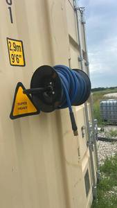 lot 122 image: Retractable Hose Reel with Blue Pressure Washer Hose 38 inch