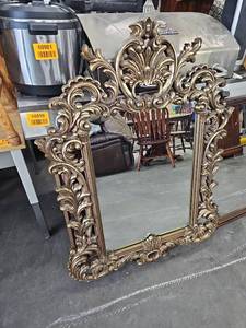 lot 62596 image: ornate gold wall mirror