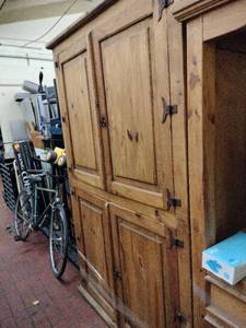 lot 63249 image: rustic pine armoire