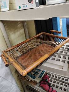 lot 63261 image: vintage bamboo and rattan Decorative Basket