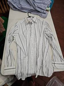 lot 63368 image: Concepts by Claiborne Vertical Striped Button-Down Dress Shirt- XLT