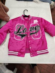 lot 63439 image: Chillippp Kids Hot Pink Varsity Jacket - Love - 1012