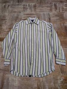 lot 63372 image: Tommy Hilfiger Mens Striped White Blue Green Long Sleeve Button-Up Shirt - XL