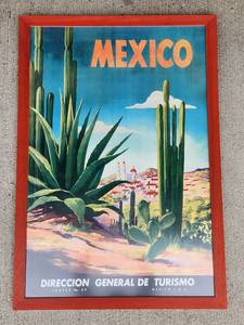 lot 80 image: Vintage Mexico Travel Poster Professionally Framed