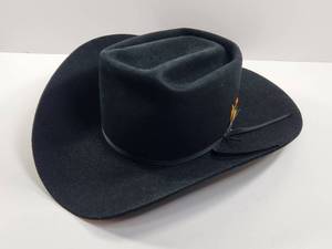 lot 94 image: Sendra Western Cowboy Hat Black with Feather Band