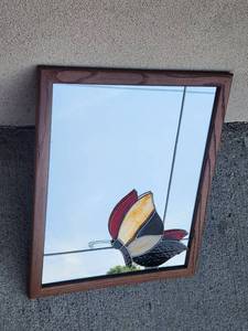 lot 106 image: Oden Stained Glass Butterfly Framed Wall Art 22 x 18 inches