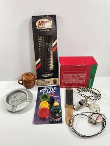 lot 171 image: Mixed Lot AtlasRoco Track 83 #903, Home Towne Express Kemmerer WY Express, 2-Way Bottle Caps, Boy Scout Whistle, Strop, Ashtray, Mug