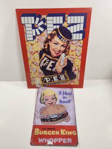 lot 214 image: Kelloggs Rice Krispies Peppermint and Burger King Whopper Advertising Signs