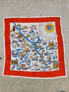 lot 219 image: Pictorial Map Scarf Rhine River Germany Red Border