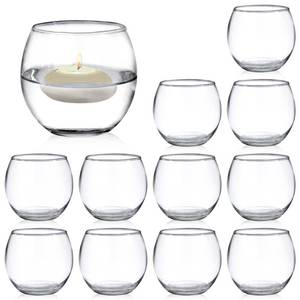 lot 507 image: PINIWON Set of 12 Clear Glass Tealight Candle Holder, 2.6 H x 3.1 W, Round Votive Candle Holders Bulk, Small Bowl Candle Holder for Wedding Table Centerpiece Home Decor - Retail $24