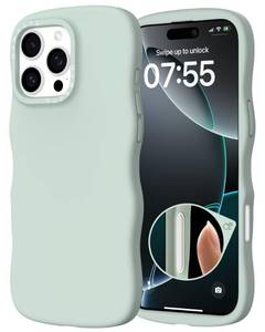 lot 542 image: PINK, NOT BLUE for iPhone 16 Pro Max Case, Cute Wave Edge Silicone,Chalk Pink