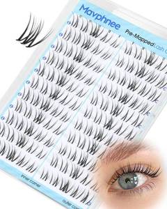 lot 556 image: Wet Lash Clusters 9-10-11MM Wispy Cluster Eyelash Extensions Realistic Look Cluster Lashes with CC Curl & Clear Band & Spikes Effect, for Sleek, Glossy and Mascara-Like Finish - Retail $9