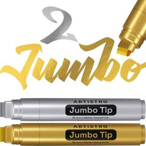 lot 557 image: ARTISTRO Gold & Silver Acrylic Paint Markers - 15mm Jumbo-Tip - Set of 2 - Retail $9