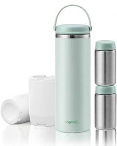 lot 561 image: Papablic Innovative 360° CapsuleChill Breastmilk Cooler for 24H Safe Storage, 20oz Stress-Free Portable Breast Milk Chiller with 2pcs Stainless Steel Baby Bottles for Work & Travel, Mint Green - Retail $80