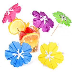 lot 566 image: 300 Pieces Drink Umbrellas Cocktail Picks Parasol Floral Cocktail Umbrellas for Drinks Sticks with Wood Toothpicks for Summer Hawaiian Cupcake Toppers Umbrella Sticks Tropical Wedding Party Decor - Retail $18