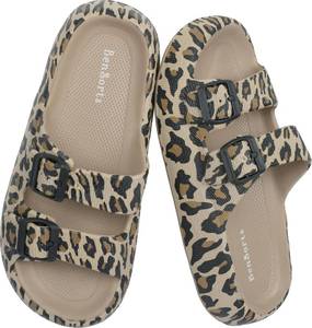 lot 570 image: BenSorts Slides for Women Bath Shower Shoe Pillow Sandals Room House Home Slippers Comfortable EVA SPA Slippers Indoor Leopard Men Size 5 6 Women Size 7 7.5 - Retail $208