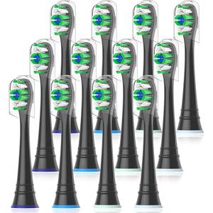 lot 609 image: Replacement Toothbrush Heads Compatible with AquaSonic Black Series Vibe Series Elite Series Electric Toothbrush, 11 Count, Black - Retail $13