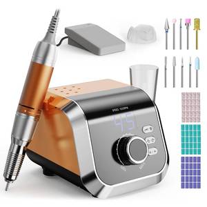 HOMEASY Professional Nail Drill with Foot Pedal, Nail E File 45000 RPM Speed, Electric Nail Filer for Acrylic Nails, F/R Rotation, 65W Power, Quite Nail Drill Machine for Women Orange - Retail: $5,390