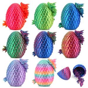 lot 623 image: 8 Pcs 3D Printed Dragon Eggs, Crystal Animals Dinosaur Egg Fidget Toys Stocking Stuffers for Teen Boys Kids Toddler Bulk Gifts for Girls 4-6 5-7 8-12 Mini Animals Figurines for Easter Decorations - Retail $3,398