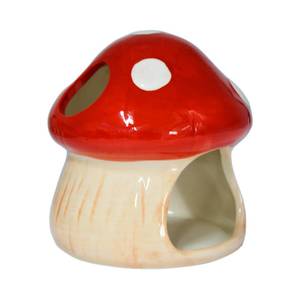 lot 627 image: Mairuker Ceramic Fish Tank Decor, Mushroom House Aquarium Decorations, Cute Betta Bed Tank Ornament, Shrimp Toad House for Goldfish, Cichlid, Betta Sucker Fish Hideout Cave - Red - Retail $14