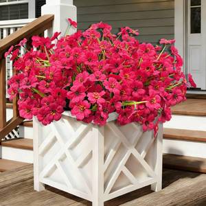 lot 629 image: 20 Bundles Fuchsia Artificial Flowers for Outdoors, UV Resistant Fake Flowers with Plastic Plants for Outside , Faux magenta Silk Flower for outdoor Planters ,Hot Pink Realistic Plant Decor-Rosy - Retail $17