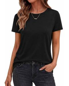 lot 638 image: TNNZEET Black Shirt Womens - Short Sleeve Spring Summer Casual Tops Loose Basic Tees Crew Neck Tshirts Fashion Clothes 2026 L - Retail $7