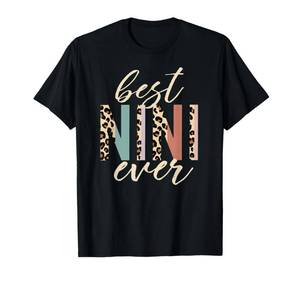 lot 652 image: PINK, NOT BLACK Best Nini Ever Gifts Leopard Print Mothers Day T-Shirt L - Retail $20