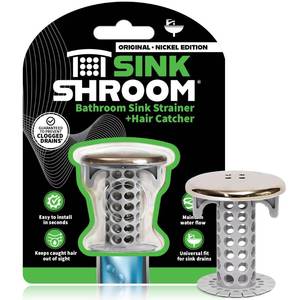lot 659 image: SinkShroom Revolutionary Bathroom Sink Drain Protector Hair Catcher, Strainer, Snare, Nickel Edition - Retail $10
