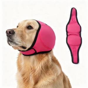 lot 686 image: XISHIUYIS Dog Ear Muffs, No Flap Ear Wraps for Dogs Hematoma - Waterproof Elastic Ear Cover with Calming Hoodie (Pink, Small) - Retail $10