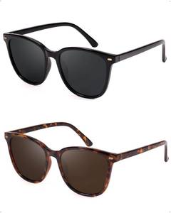 lot 688 image: FIMILU 2 Packs Sunglasses for Women Polarized UV400 Protection Lens Big Frame Fashion Glasses Trendy Stylish Shade - Retail $24