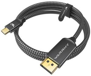lot 693 image: Warrky USB C to DisplayPort Cable for Office and Gaming (8K 60Hz, 4K 240144Hz) Aluminum Type-C to Display Port Cord Thunderbolt 34 Compatible for MacBook ProAir, iPhone 15 Series -10ft - Retail $17