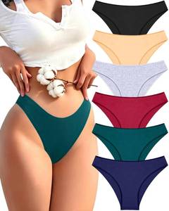 lot 698 image: FINETOO 6 Pack Cotton Underwear for Women Cute Low Rise Bikini Panties High Cut Breathable Sexy Hipster Womens Cheeky XL - Retail $14