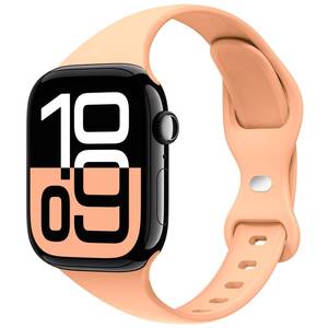 lot 707 image: STG Sport Band Compatible with Apple Watch 38mm 40mm 41mm 42mm 44mm 45mm 49mm, Soft Silicone Slim Thin Narrow Replacement Strap Compatible for iWatch Ultra SE Series 987654321 (Cantaloupe, - Retail $262
