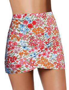 lot 713 image: GRAPENT Womens High Waist Tulip Hem Shirring Womens Swim Skirt Swimsuit Bikini Bottom Skirted Tankini Bottom Blossom Size Medium US Size M - Retail $23