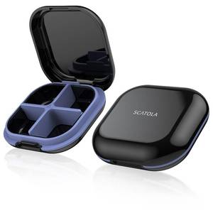 lot 714 image: Daily Pill Organizer 4 Compartments, Small Pill Box Portable Travel Pill Case, Mini Pill Container for Purse Pocket, Compact Travel Medicine Organizer for Vitamin, Cod Liver Oil, Supplement - Retail $5